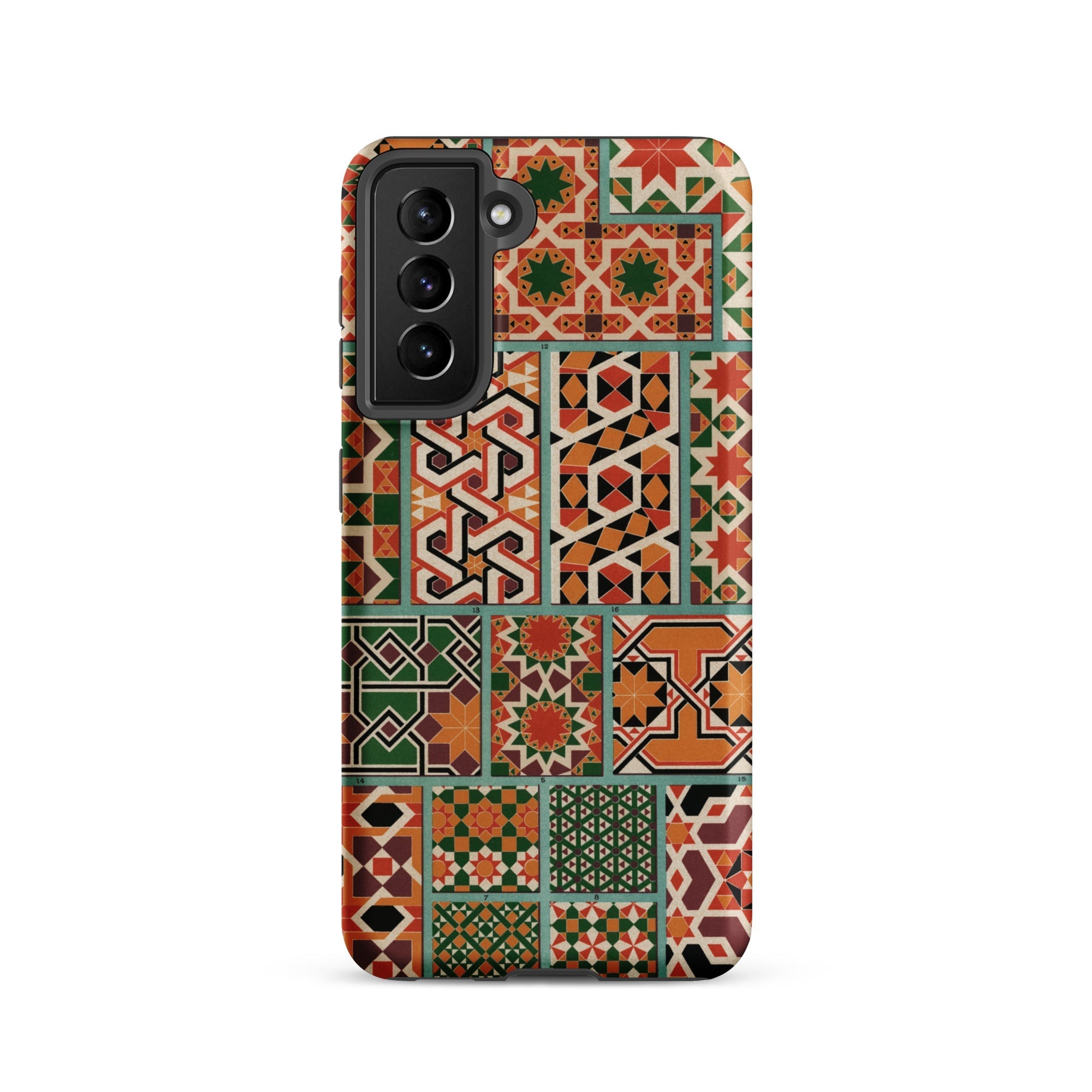 Middle Ages Pattern Design Auguste Racinet Samsung Case, Galaxy S21 / Matte, Smartphone Case Colorful Mosaic Pattern