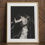 Middleman - Interracial Gay Erotica Art Print, 12x16’’ / 31x41cm / Natural Frame / 2’’ Matboard, Black White Framed Art Print Two Figures