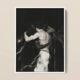 Middleman - Interracial Gay Erotica Art Print / Canvas Black-and-white Framed Artwork Two Muscular Men Dramatic Painterly, Three Bodies