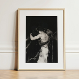 Middleman - Interracial Gay Erotica Art Print / Canvas Black-and-white Framed Muscular Figure Motion Encased, Three Bodies Chained, Prints
