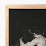 Minimalist Wooden-framed Canvas Print Dramatic Black-and-white Depiction Muscular Interracial Gay Erotica, Three Bodies Chained, Art