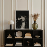 Middleman - Interracial Gay Erotica Art Print / Canvas Sleek Black Cube Unit Books Stones Decorative Items, Three Bodies Chained, Prints