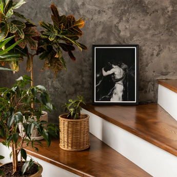 Middleman - Interracial Gay Erotica Art Print, Framed Black White Art Print