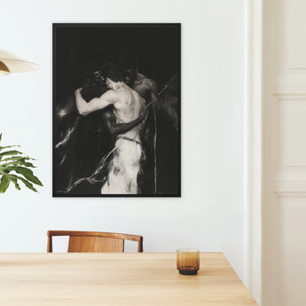 Middleman - Interracial Gay Lovers Framed Canvas, Framed Black White Art