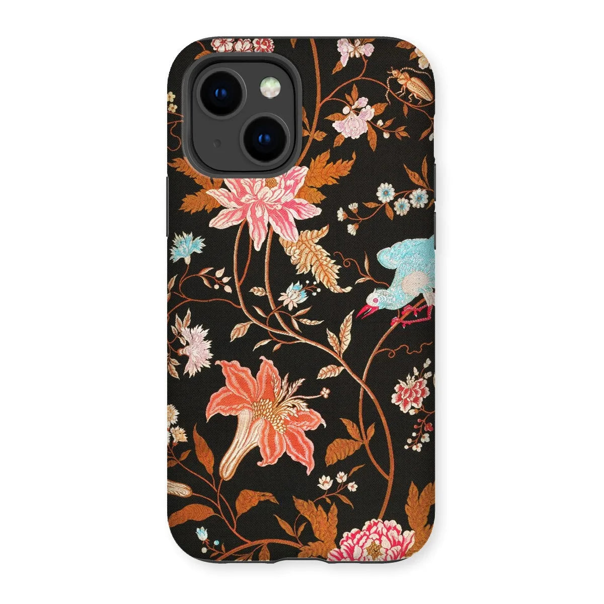 Midnight Call - 19th c Flora & Fauna Fabric Art Phone Case - Iphone 14 / Matte - Mobile Phone Cases - Aesthetic Art