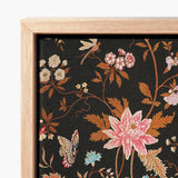 Framed Canvas Print Intricate Floral Insect Design Dark Victorian Propriety, Audacious Burlesque, 19th c Flora