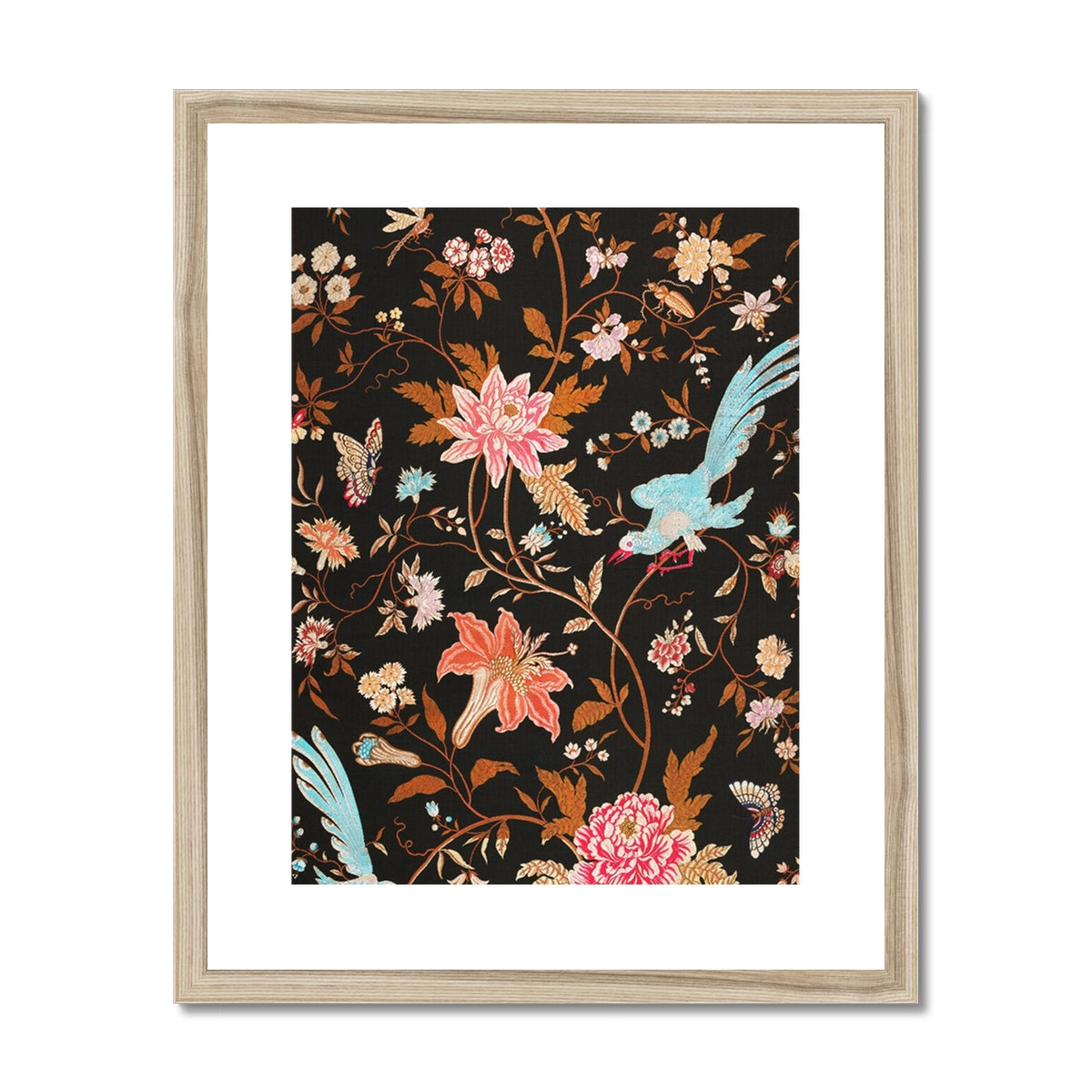 Midnight Call - 19th c Flora & Fauna Fabric Art Print