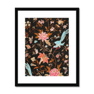 Midnight Call - 19th c Flora & Fauna Fabric Art Print