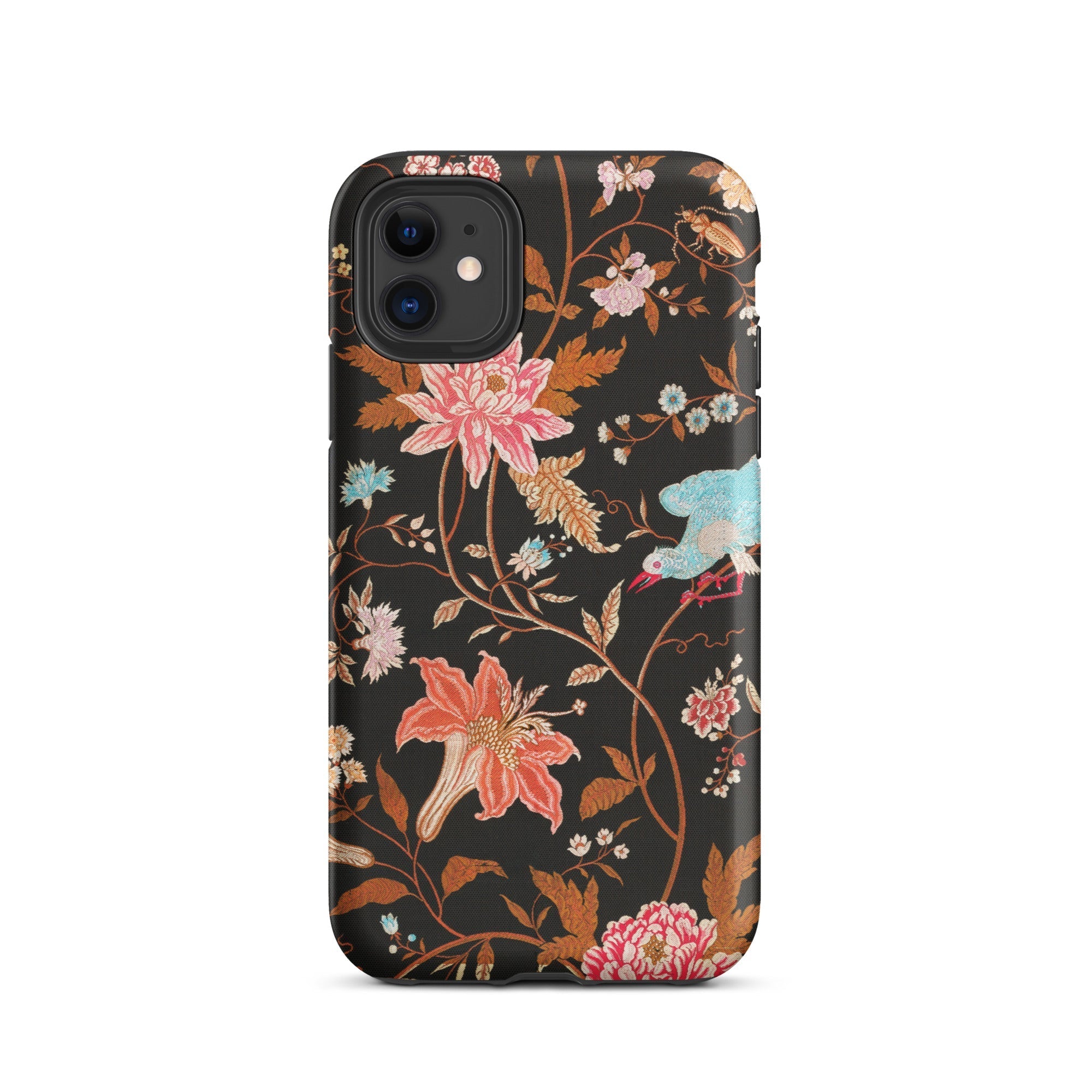 Midnight Call Flora & Fauna Fabric Iphone Case, 11 / Matte, Floral Patterned Phone Case