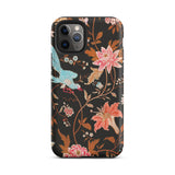 Midnight Call - Flora & Fauna Fabric Iphone Case, 11 Pro / Matte, Iphone 12 Pro Max Case Floral Bird Design