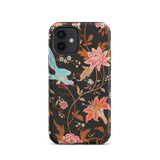 Midnight Call - Flora & Fauna Fabric Iphone Case, 12 / Matte, Floral Phone Case Vibrant Colors Intricate Design Made