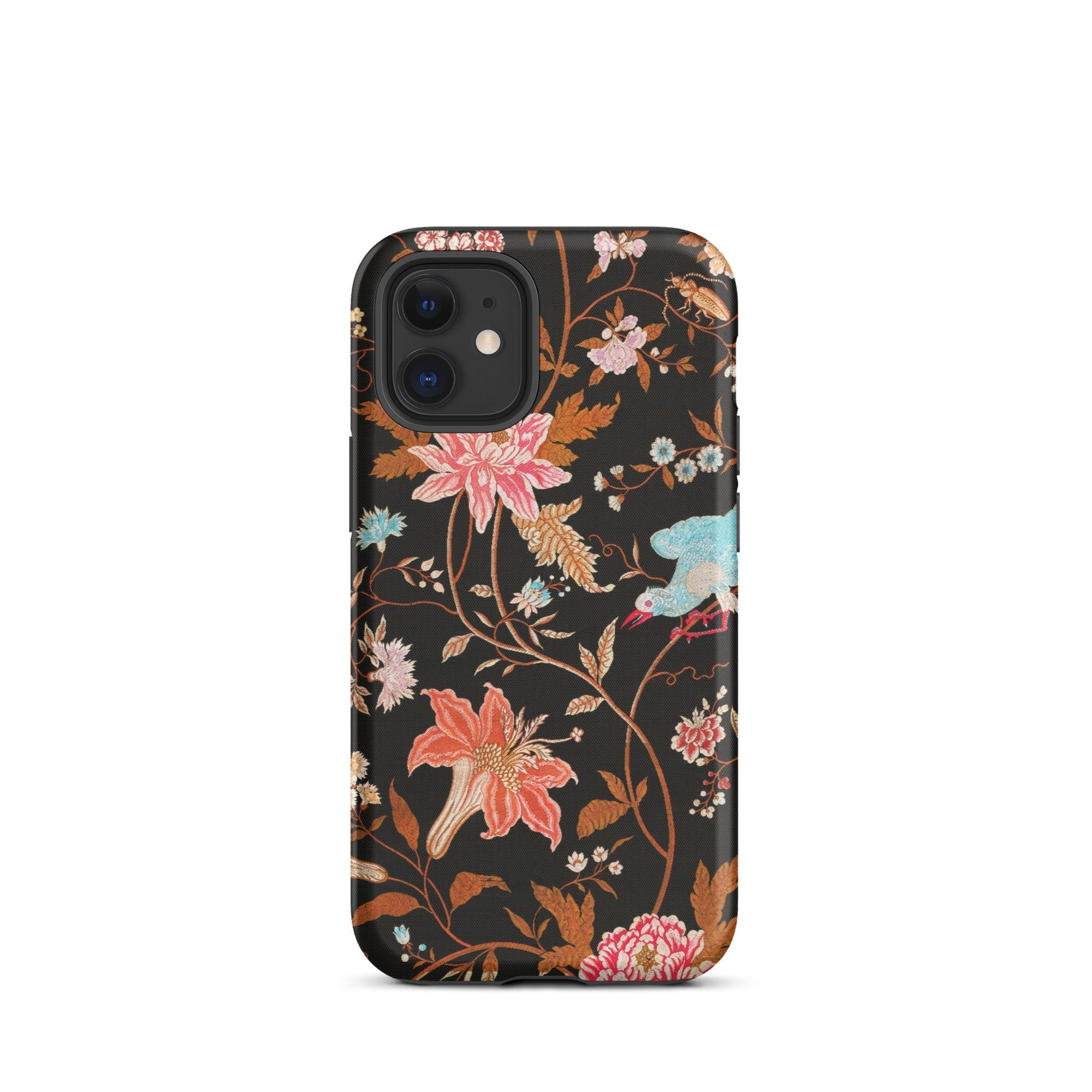 Midnight Call Flora & Fauna Fabric Iphone Case, 12 Mini / Matte, Floral Patterned Phone Case