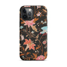 Midnight Call - Flora & Fauna Fabric Iphone Case, 12 Pro Max / Tough Phone, Floral Patterned Phone Case