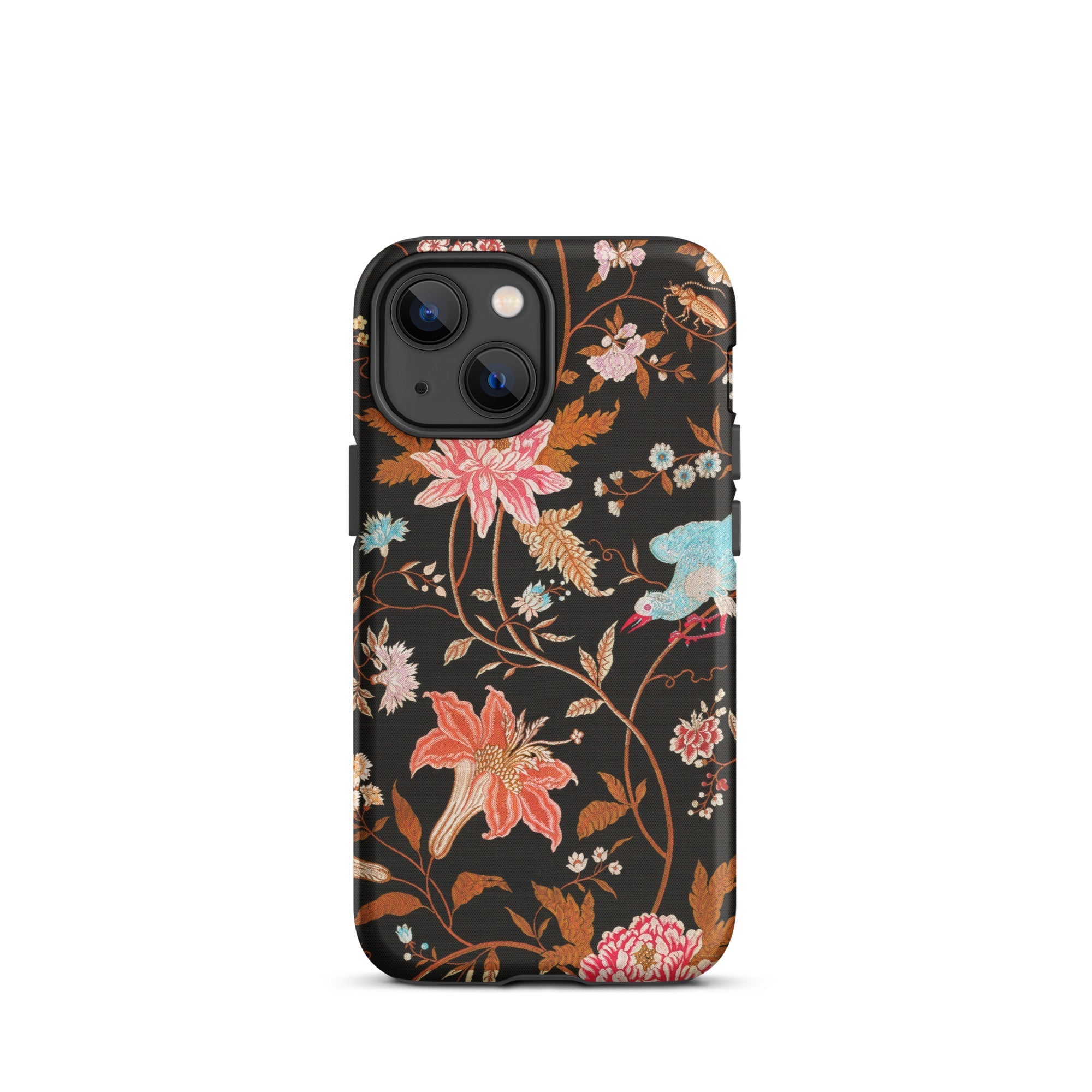 Midnight Call Flora & Fauna Fabric Iphone Case, 13 Mini / Matte, Floral Patterned Phone Case