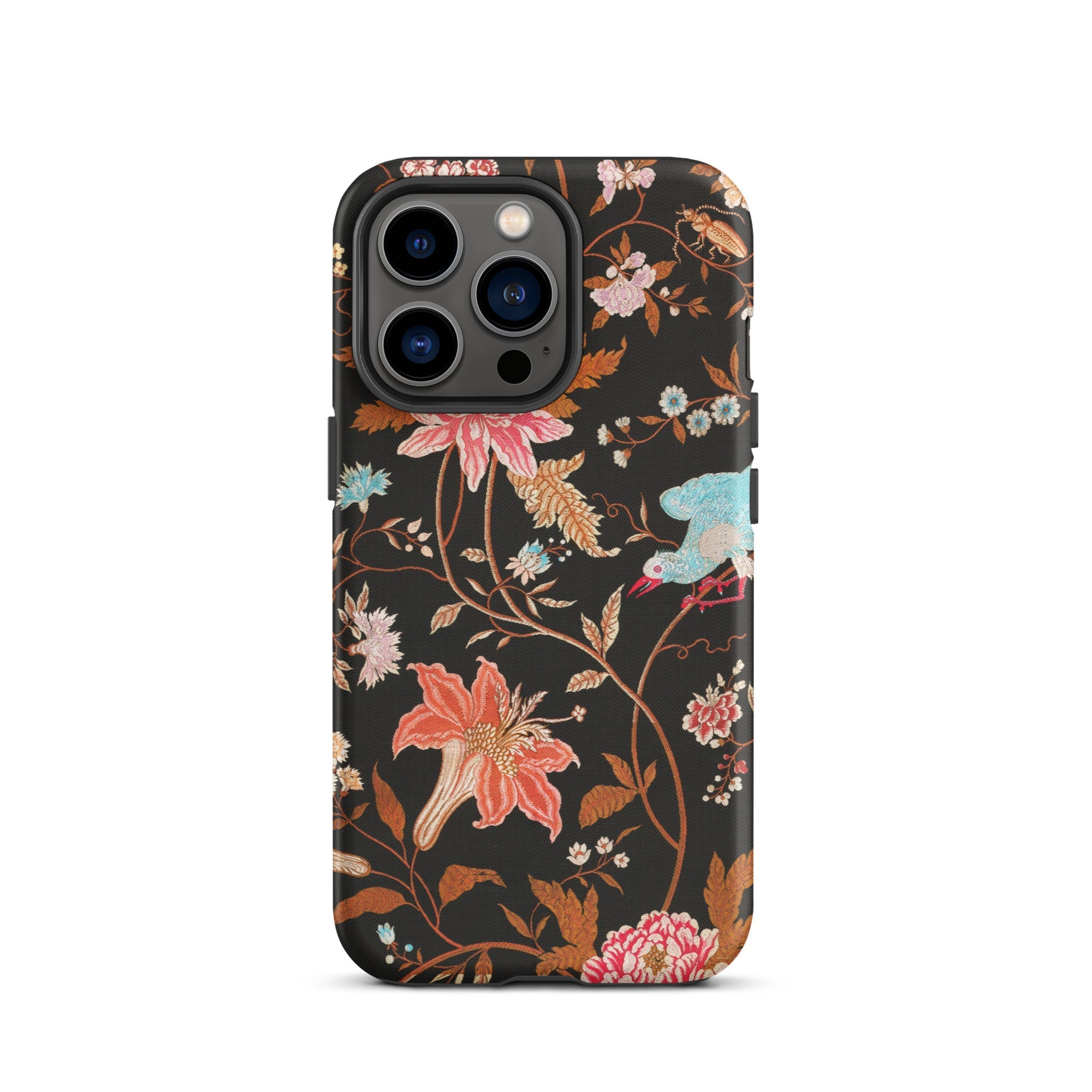 Midnight Call Flora & Fauna Fabric Iphone Case, 13 Pro / Matte, Floral Patterned Phone Case