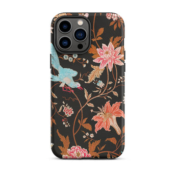 Midnight Call - Flora & Fauna Fabric Iphone Case, 13 Pro Max / Matte, Iphone 12 Pro Max Case Floral Bird Design