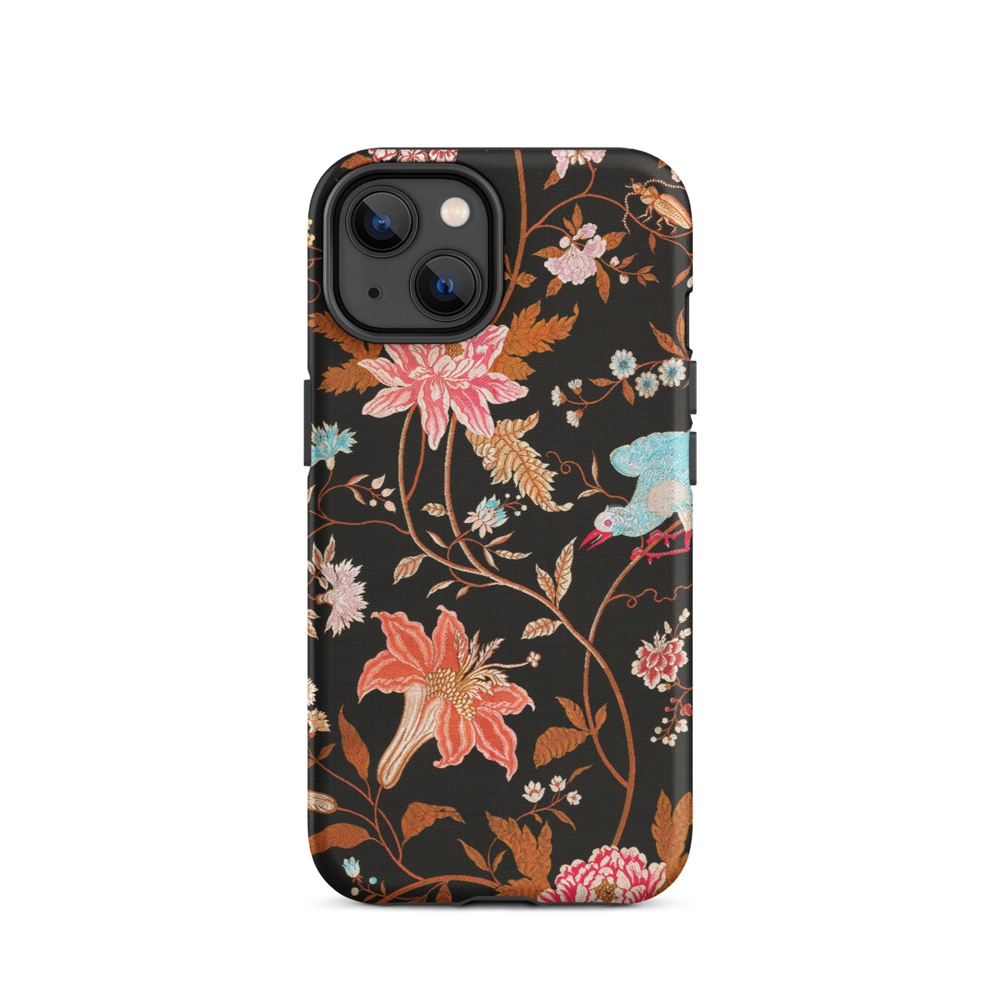 Midnight Call Flora & Fauna Fabric Iphone Case, 14 / Matte, Floral Patterned Phone Case