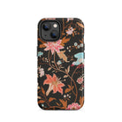 Midnight Call - Flora & Fauna Fabric Iphone Case, 14 / Tough Phone, Floral Patterned Phone Case