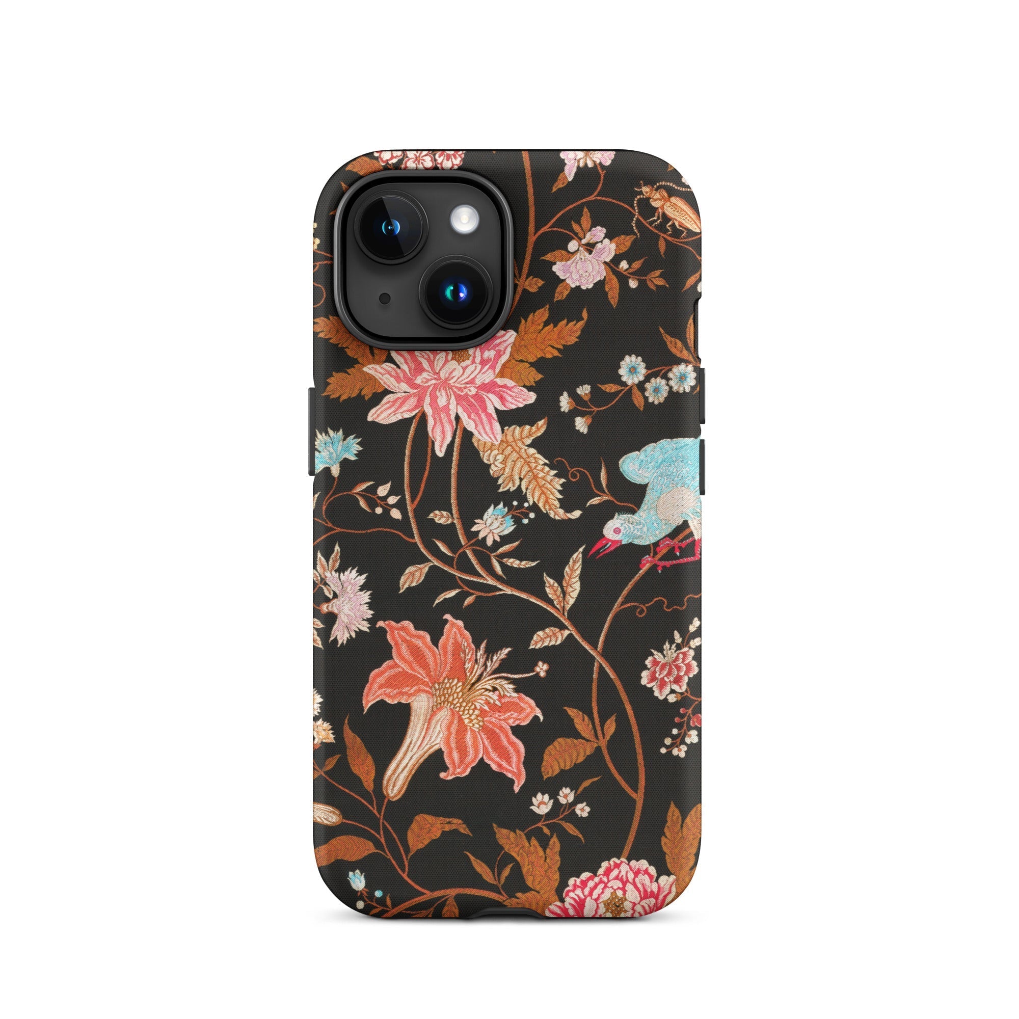 Midnight Call Flora & Fauna Fabric Iphone Case, 15 / Matte, Floral Patterned Phone Case