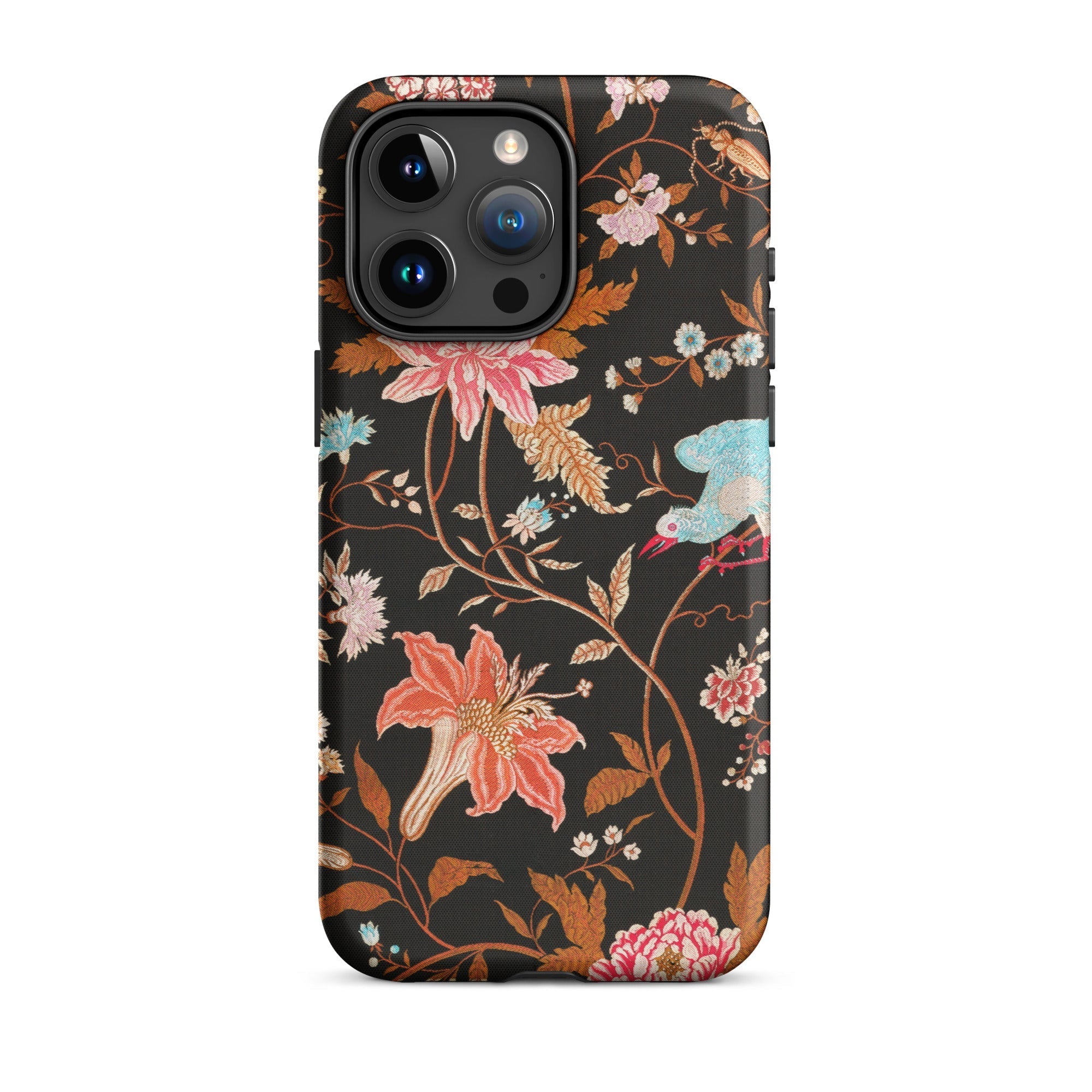 Midnight Call Flora & Fauna Fabric Iphone Case, 15 Pro Max / Matte, Floral Patterned Phone Case