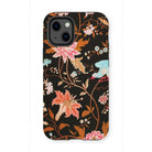 Midnight Call - Flora & Fauna Fabric Iphone Case, 13 Mini / Matte, Kite-769519251, Floral-patterned Iphone Case Dark