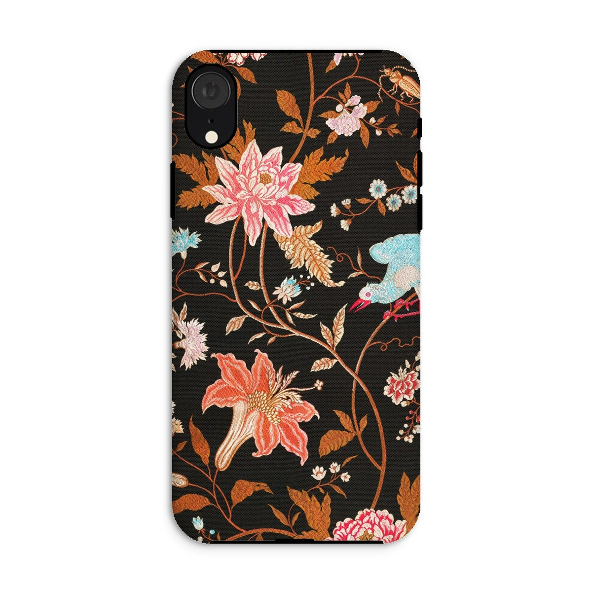 Midnight Call Flora & Fauna Fabric Iphone Case, Xr / Matte, Floral Patterned Smartphone Case Dark Background