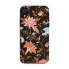 Midnight Call Flora & Fauna Fabric Iphone Case, Xr / Matte, Floral Patterned Smartphone Case Dark Background
