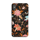 Midnight Call Flora & Fauna Fabric Iphone Case, Xs Max / Matte, Floral Patterned Phone Case Colorful Flowers Leaves Dark Background