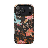 Midnight Call - Flora & Fauna Fabric Phone Case Iphone 17 Pro Max / Matte Black Floral Phone Case Birds Flowers Design Made Nocturnal