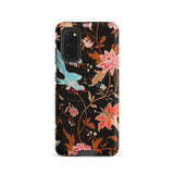Midnight Call - Flora & Fauna Fabric Phone Case Samsung Galaxy S20 / Matte Black Phone Case Vibrant Floral Bird Design Pink Nocturnal