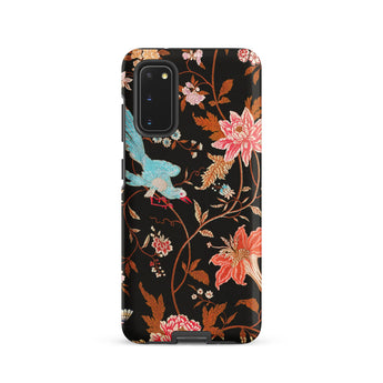 Midnight Call - Flora & Fauna Fabric Samsung Case, Galaxy S20 / Matte, Samsung Galaxy S20 Plus Floral Phone Case Black