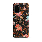 Midnight Call Flora & Fauna Fabric Samsung Case, Galaxy S20 Plus / Matte, Black Phone Case Vibrant Floral Bird Pattern