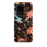 Midnight Call - Flora & Fauna Fabric Samsung Case, Galaxy S20 Ultra / Matte, Samsung Galaxy S20 Ultra Floral Case Bird Design
