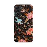 Midnight Call - Flora & Fauna Fabric Samsung Case, Galaxy S22 Plus / Matte, Samsung Galaxy S21 Phone Case Floral Design Bird