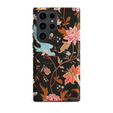 Midnight Call - Flora & Fauna Fabric Samsung Case, Galaxy S23 Ultra / Matte, Samsung Galaxy S21 Ultra Case Floral Bird Design