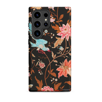 Midnight Call - Flora & Fauna Fabric Samsung Case, Galaxy S24 Ultra / Matte, Samsung Galaxy Note 20 Ultra Floral Case Birds