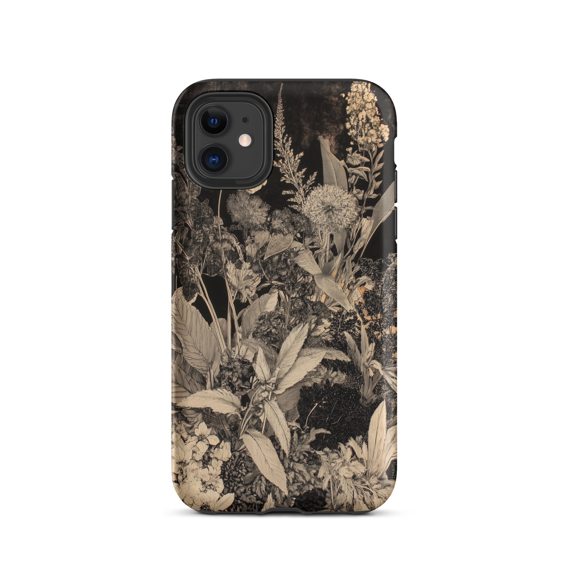 Midnight Garden Black & White Floral Art Iphone Case, 11 / Matte, Floral Patterned Phone Case