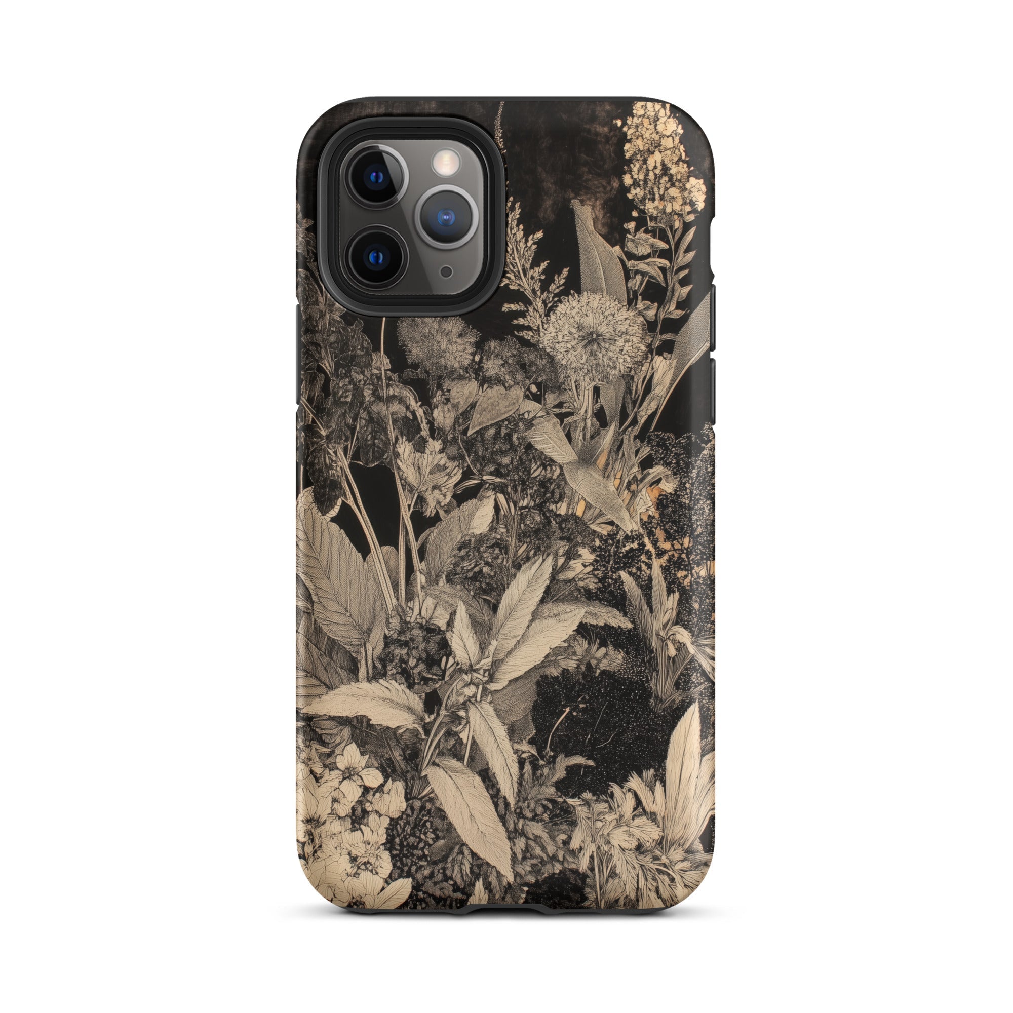 Midnight Garden Black & White Floral Art Iphone Case, 11 Pro / Matte, Floral Patterned Phone Case
