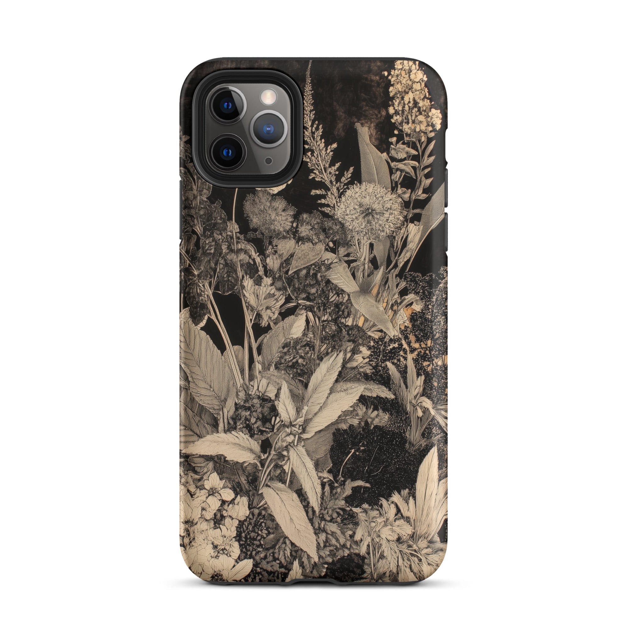 Midnight Garden Black & White Floral Art Iphone Case, 11 Pro Max / Matte, Floral Patterned Iphone Case