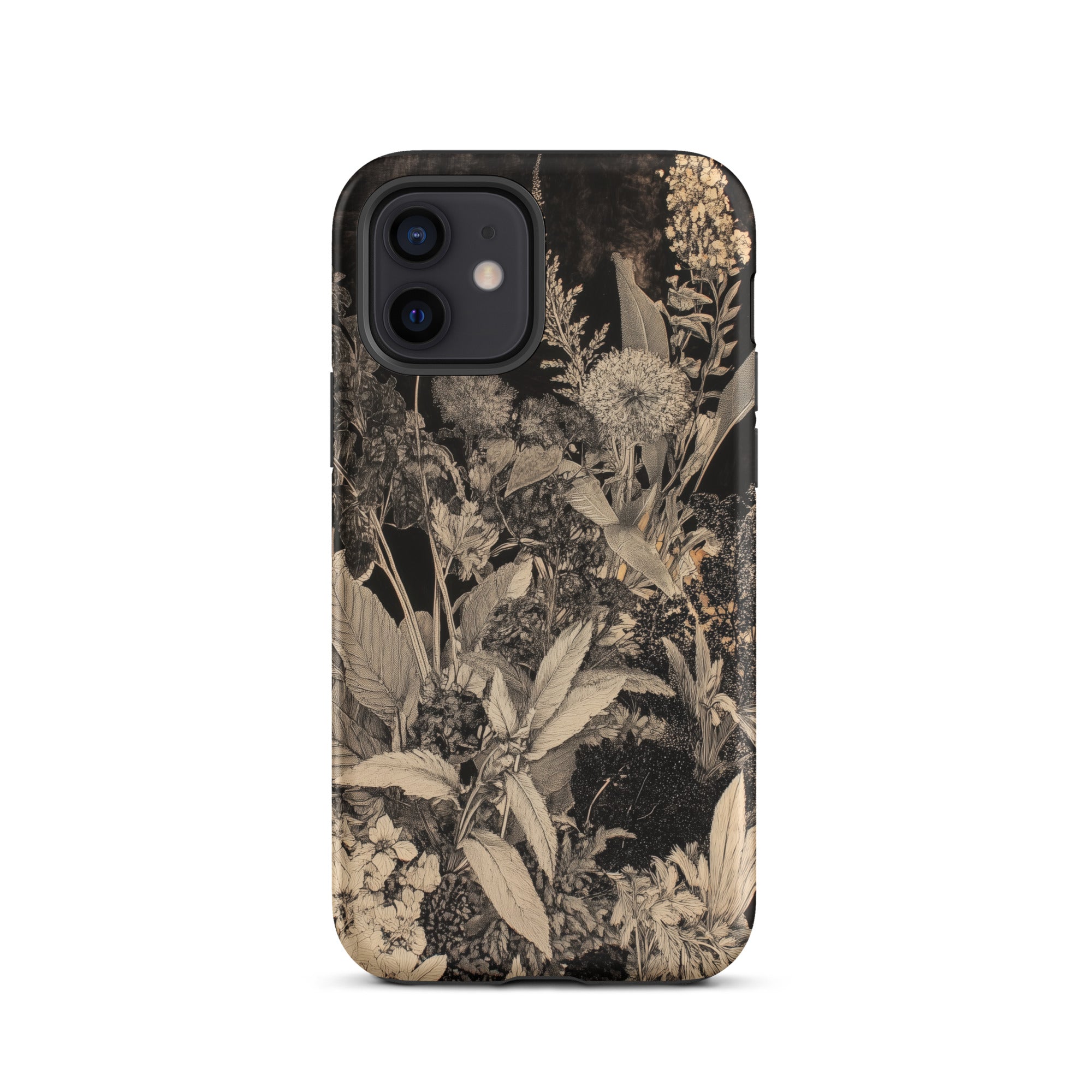 Midnight Garden Black & White Floral Art Iphone Case, 12 / Matte, Floral Patterned Phone Case