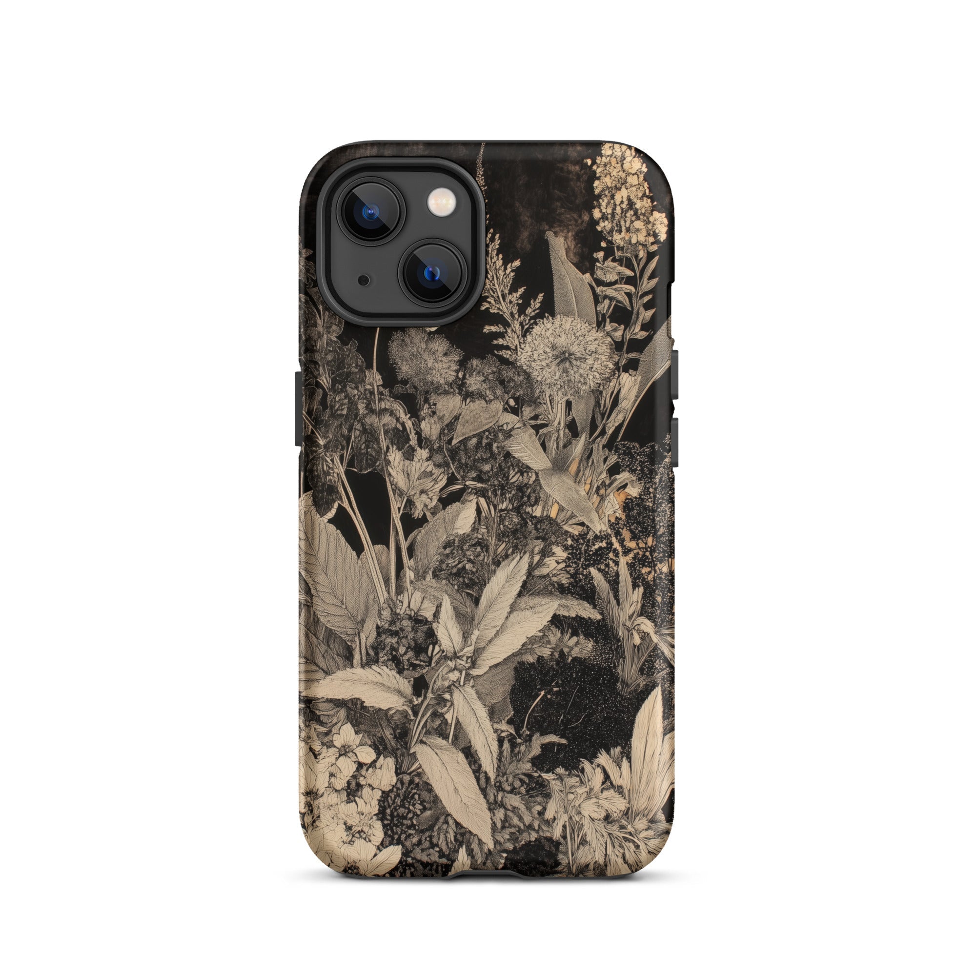 Midnight Garden Black & White Floral Art Iphone Case, 13 / Matte, Floral Patterned Phone Case