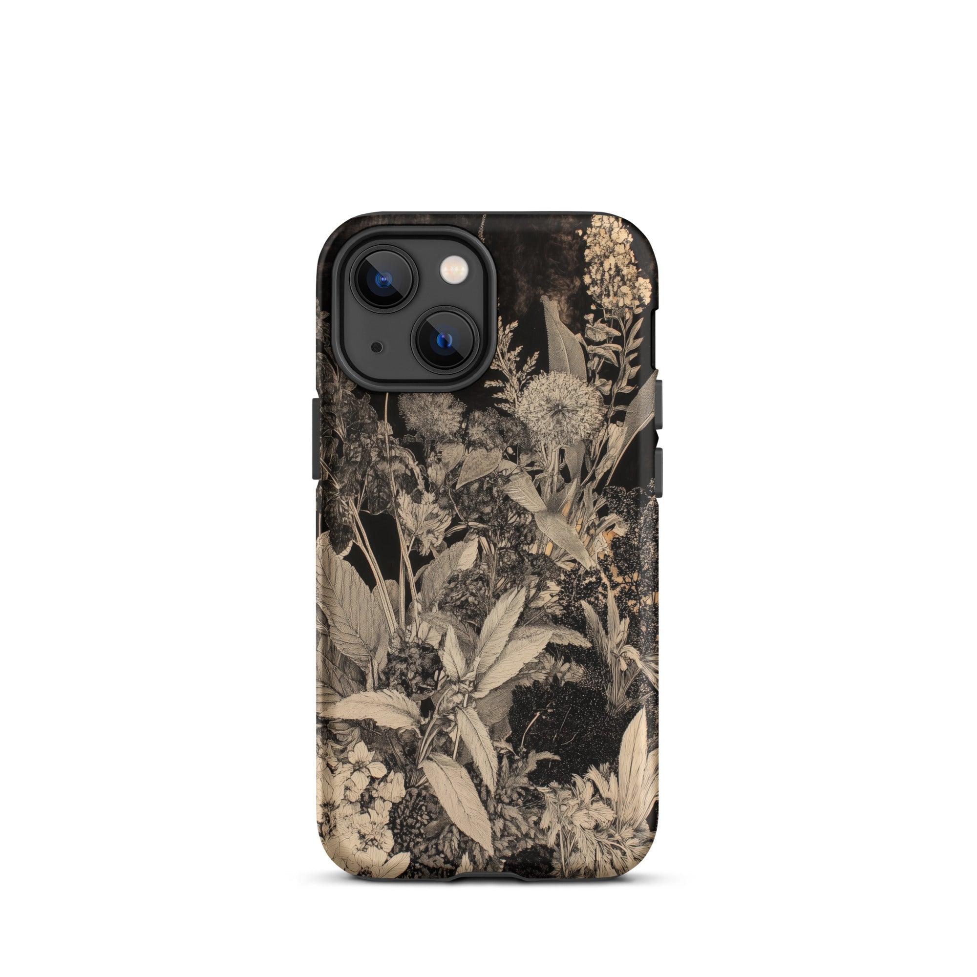 Midnight Garden Black & White Floral Art Iphone Case, 13 Mini / Matte, Floral Patterned Phone Case