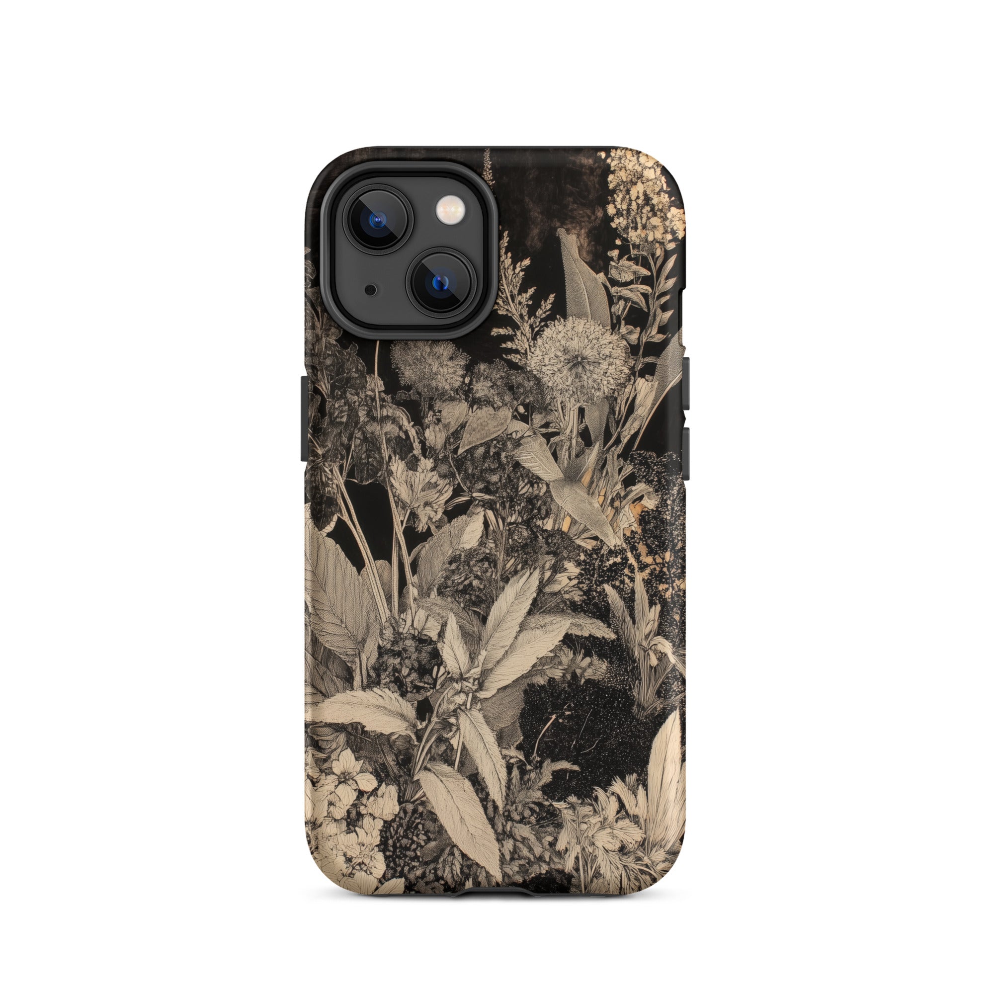 Midnight Garden - Black & White Floral Art Iphone Case, 14 / Matte, Floral Patterned Phone Case