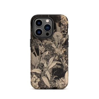 Midnight Garden - Black & White Floral Art Iphone Case, 14 Pro / Matte, Floral Patterned Phone Case