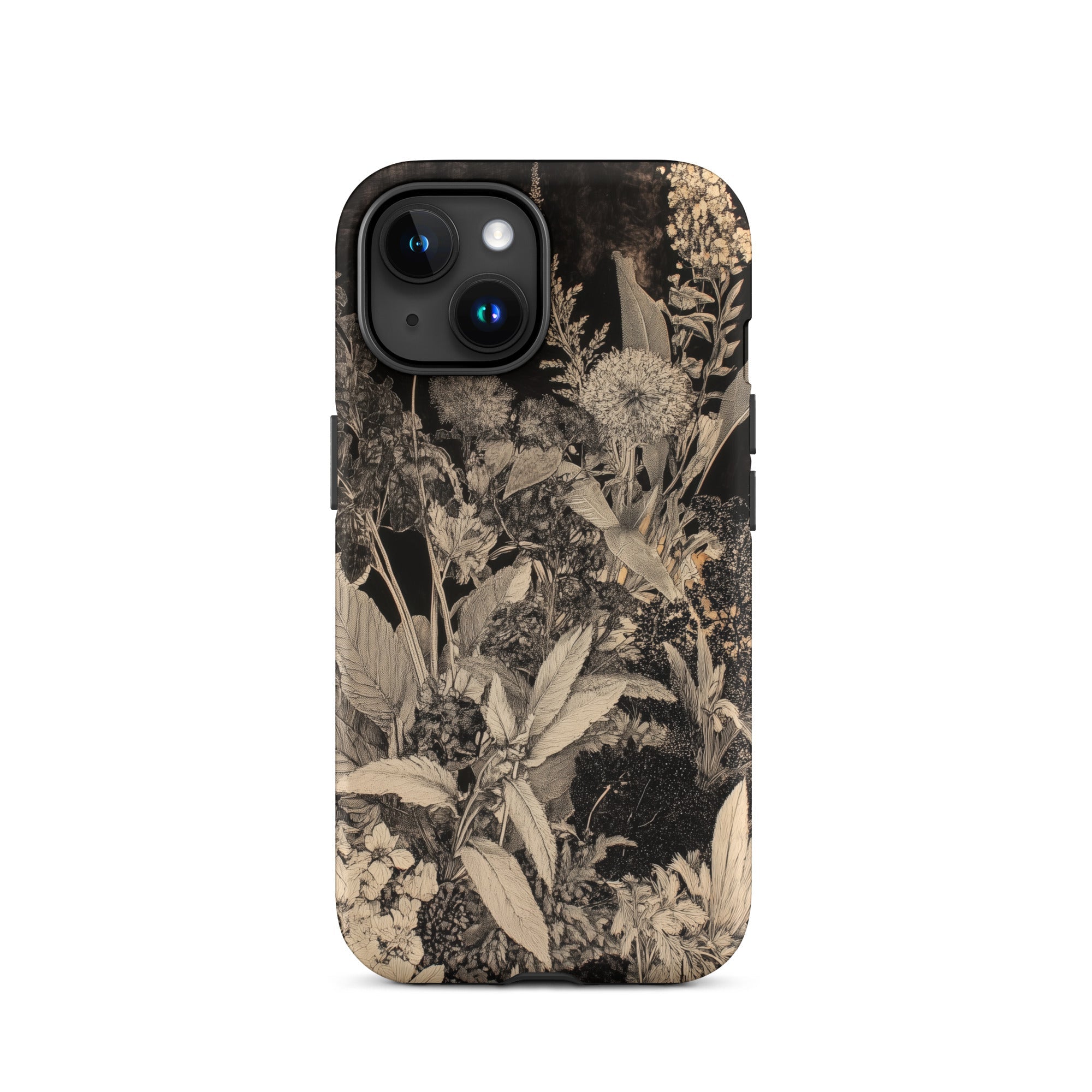 Midnight Garden Black & White Floral Art Iphone Case, 15 / Matte, Floral Patterned Phone Case