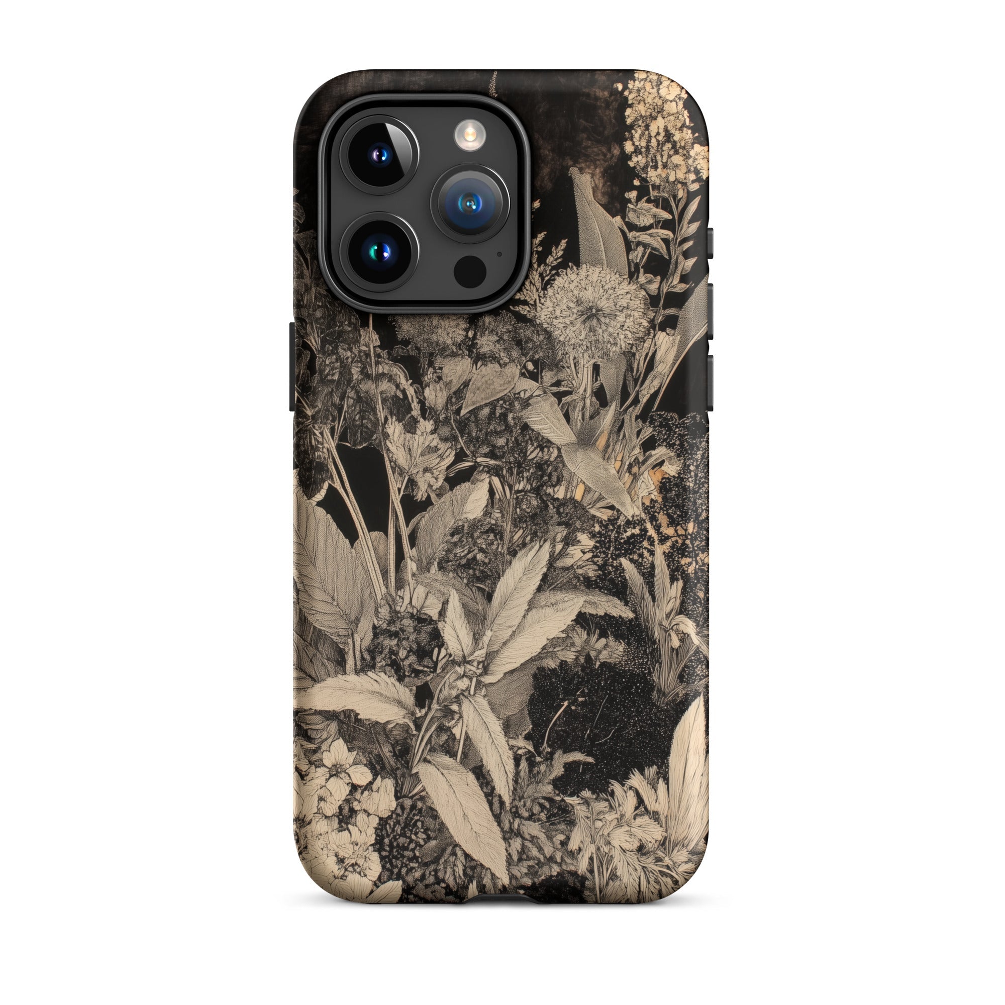 Midnight Garden Black & White Floral Art Iphone Case, 15 Pro Max / Matte, Floral Patterned Phone Case