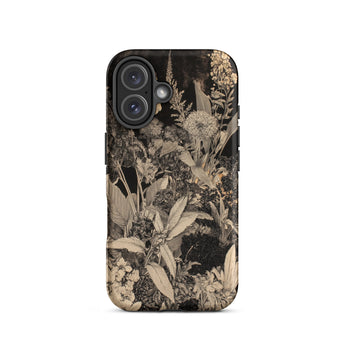 Midnight Garden - Black & White Floral Art Iphone Case 16 / Matte Floral Patterned Phone Case Midnight Garden, Art Iphone, White