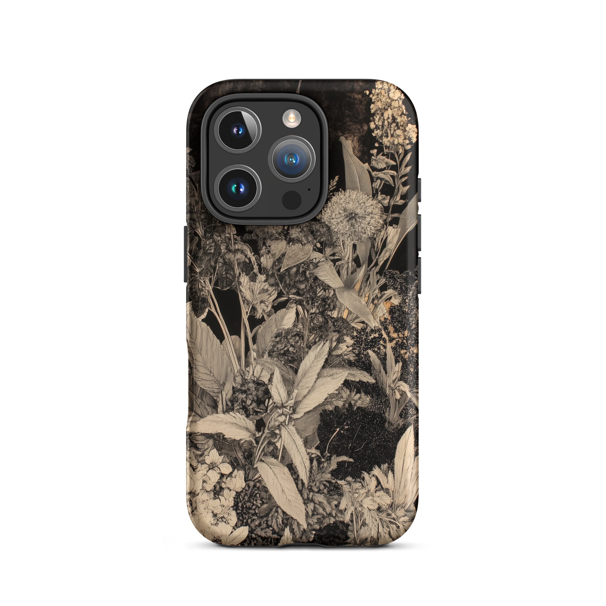 Midnight Garden Black & White Floral Art Iphone Case, 16 Pro / Matte, Floral Patterned Phone Case