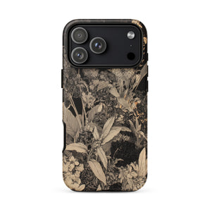Midnight Garden - Black & White Floral Art Iphone Case 17 Pro Max / Matte Black Floral Iphone 13 Case Matte Finish Textured Midnight