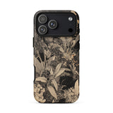 Midnight Garden - Black & White Floral Art Iphone Case 17 Pro Max / Matte Black Floral Iphone 13 Case Matte Finish Textured Midnight